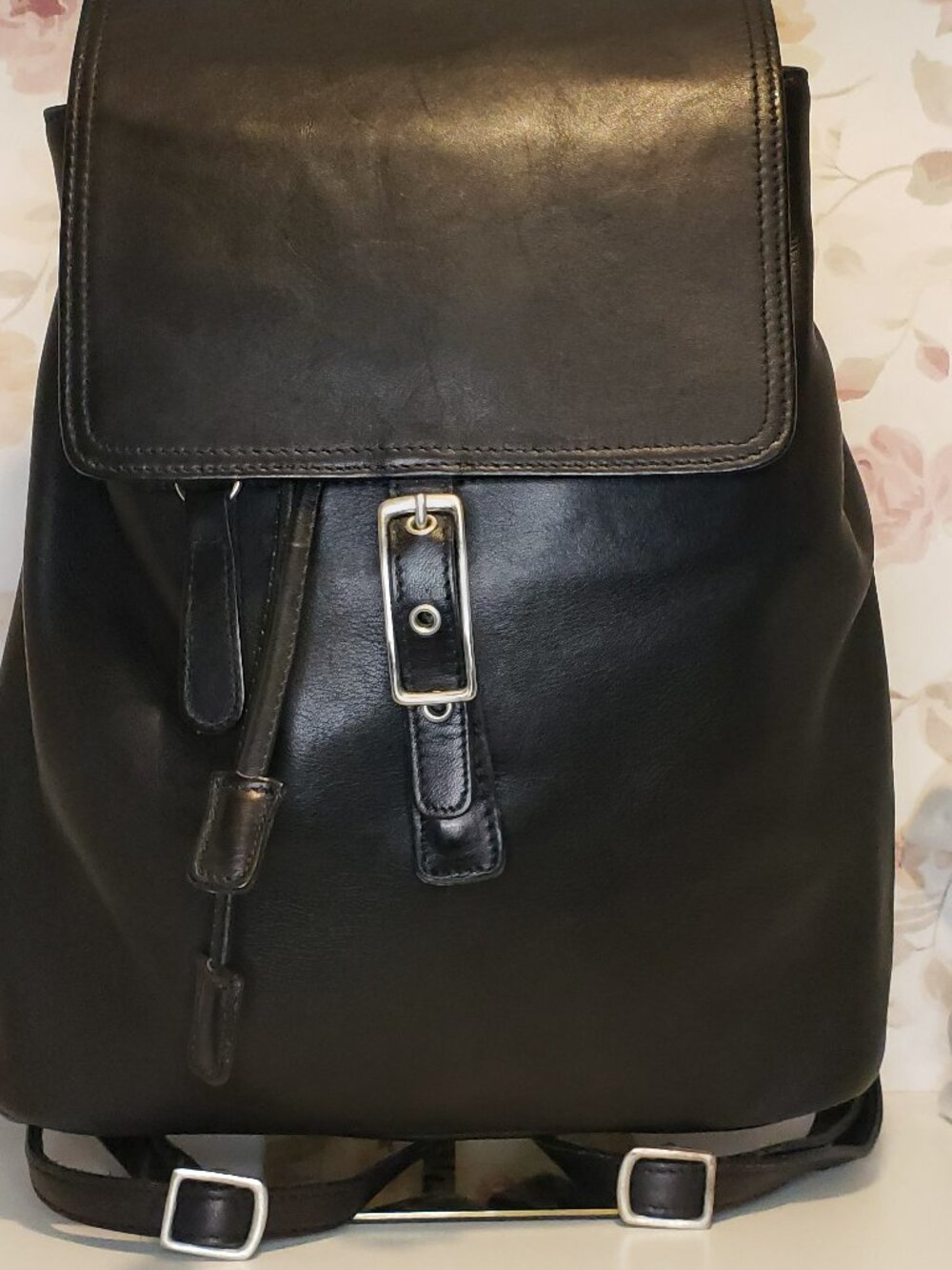 Vintage COACH Black Hampton Daypack Backpack with Nickel Hardware #9827